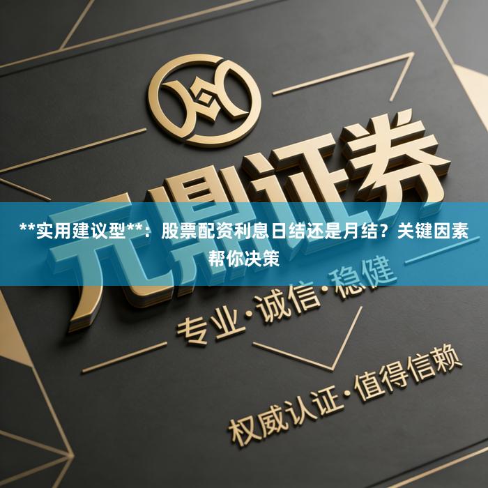 **实用建议型**：股票配资利息日结还是月结？关键因素帮你决策