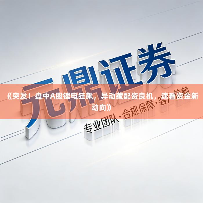 《突发！盘中A股锂电狂飙，异动藏配资良机，速看资金新动向》