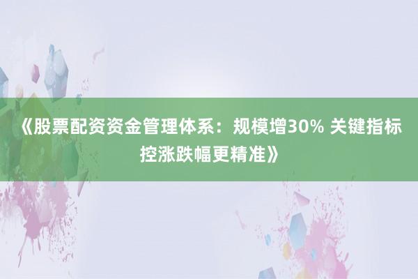 《股票配资资金管理体系:规模增30% 关键指标控涨跌幅更精准》