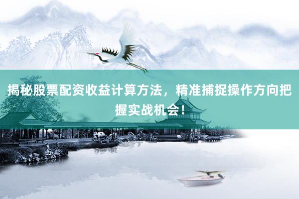揭秘股票配资收益计算方法，精准捕捉操作方向把握实战机会！