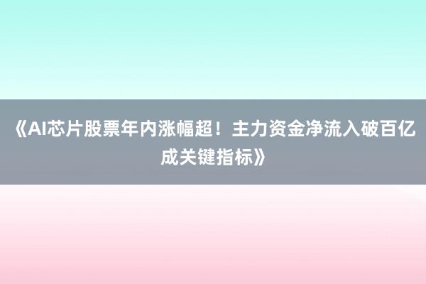 《AI芯片股票年内涨幅超！主力资金净流入破百亿成关键指标》