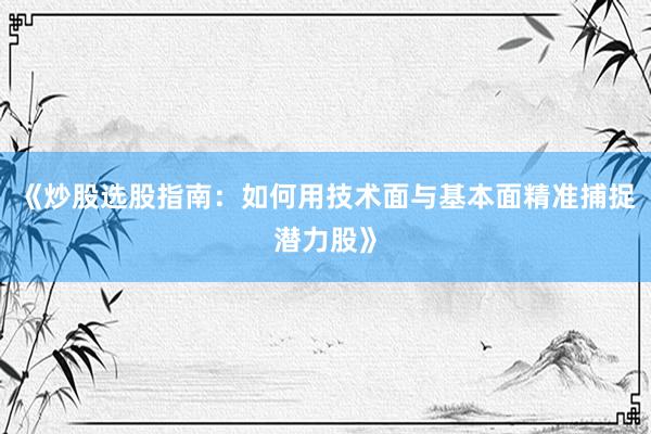 《炒股选股指南：如何用技术面与基本面精准捕捉潜力股》