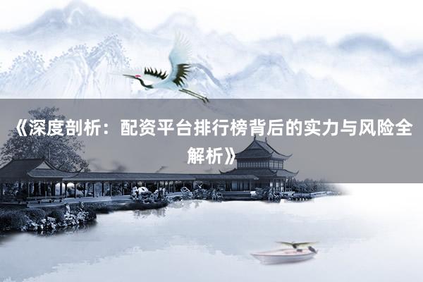 《深度剖析：配资平台排行榜背后的实力与风险全解析》