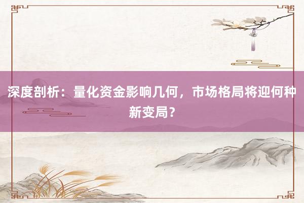 深度剖析：量化资金影响几何，市场格局将迎何种新变局？