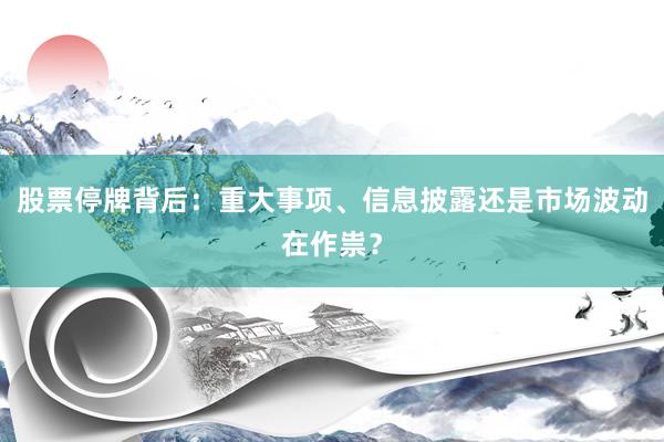 股票停牌背后：重大事项、信息披露还是市场波动在作祟？