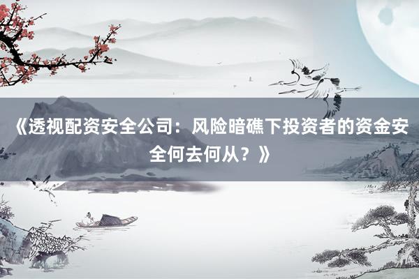 《透视配资安全公司：风险暗礁下投资者的资金安全何去何从？》