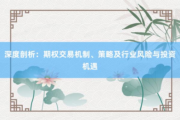 深度剖析：期权交易机制、策略及行业风险与投资机遇