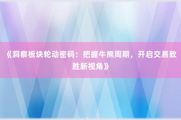 《洞察板块轮动密码：把握牛熊周期，开启交易致胜新视角》