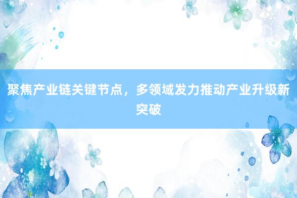 聚焦产业链关键节点，多领域发力推动产业升级新突破