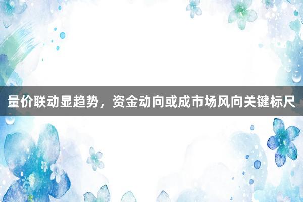 量价联动显趋势，资金动向或成市场风向关键标尺
